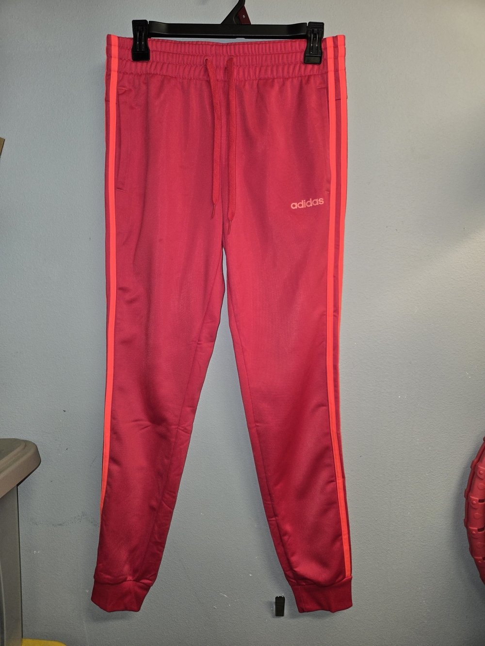 Adidas Women’s Pink Jogger Pants Size S 3-Stripes Drawstring Cuffed